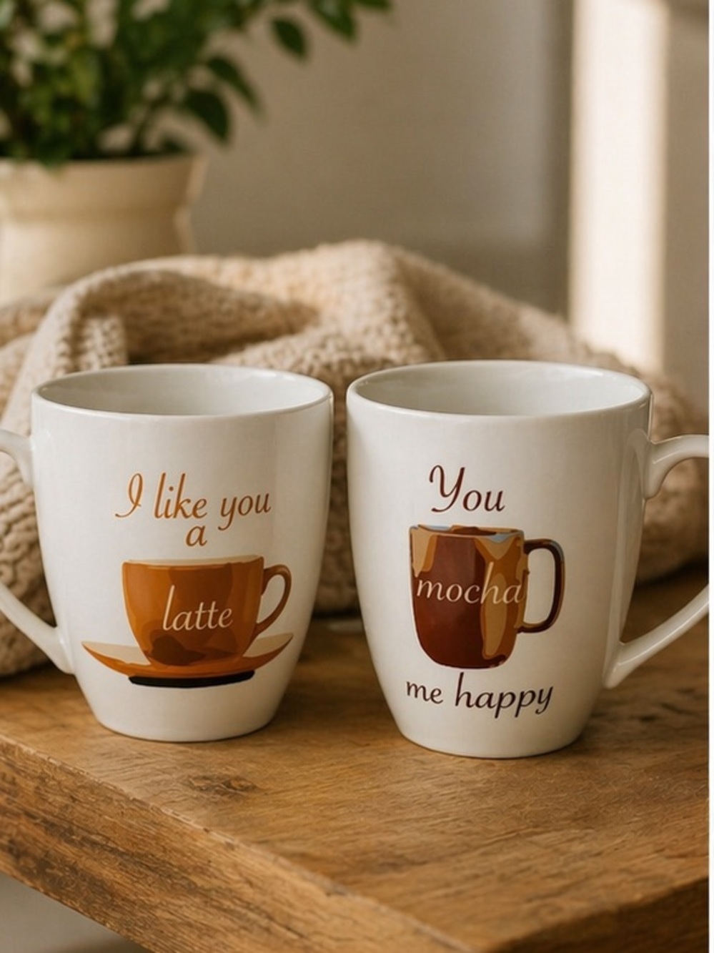 Pfaltzgraff “I Like You a Latte / You Mocha Me Happy” Mug Set
